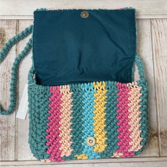 Accessorize London Stripe Macrame Crossbody Bag - Picture 3 of 14